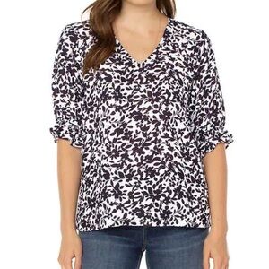 Well Worn Black and White Relaxed Blouse size Large